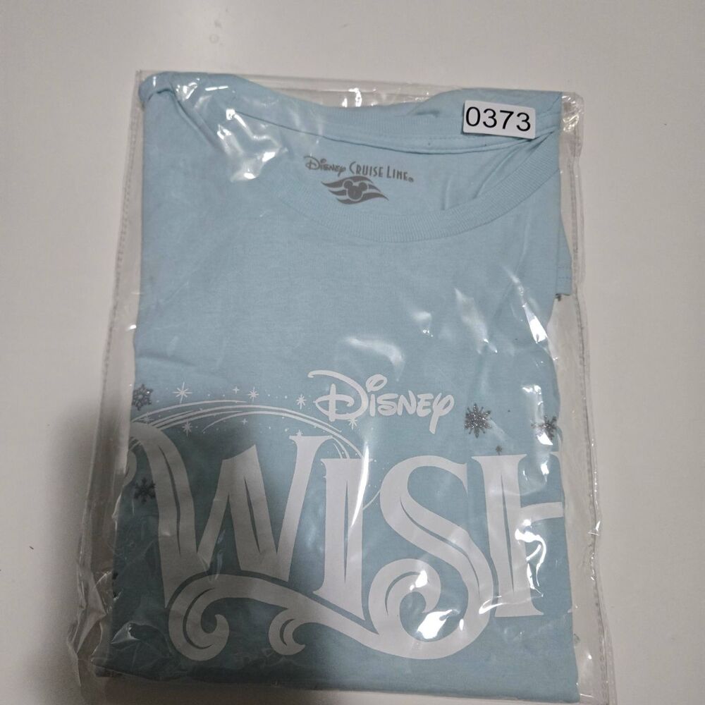 Disney Cruise Line WISH Elsa Frozen Glitter Snowflakes Blue Women DCL Shirt sz L - Picture 8 of 8
